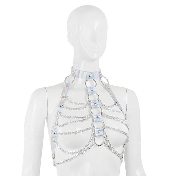 Plesur IL Male Sex Toys Hologram PVC with Chain Halter Bra Top 3 colors