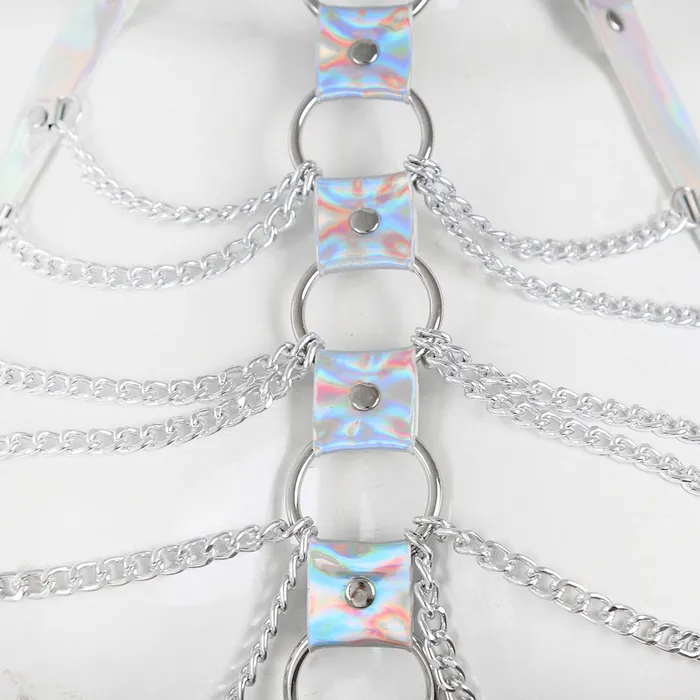 Plesur IL Male Sex Toys Hologram PVC with Chain Halter Bra Top 3 colors
