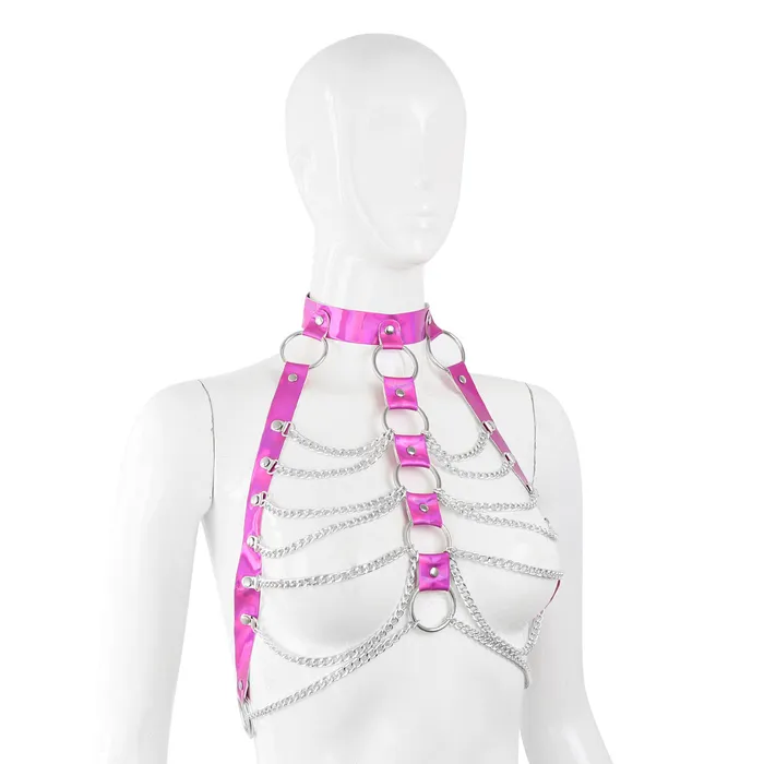 Plesur IL Male Sex Toys Hologram PVC with Chain Halter Bra Top 3 colors