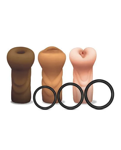 Global Novelties LLC Male Sex Toys Mstr B8 Stroker Set Wcrings Assorted Pack Of 3