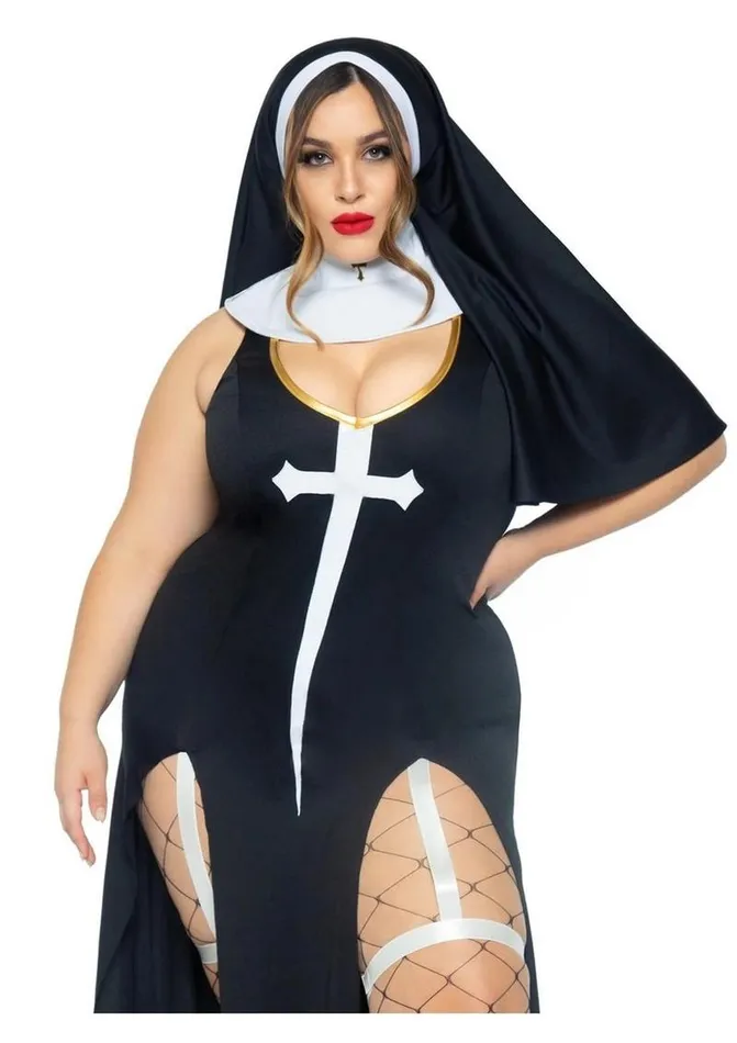 Leg Avenue Female Sex Toys Leg Avenue Sultry Sinner Dual Slit Garter Dress with Vinyl Cross Detail Vinyl Collar and Nun Habit Leg Avenue Female Sex Toys Leg Avenue Sultry Sinner Dual Slit Garter Dress with Vinyl Cross Detail Vinyl Collar and Nun Habit