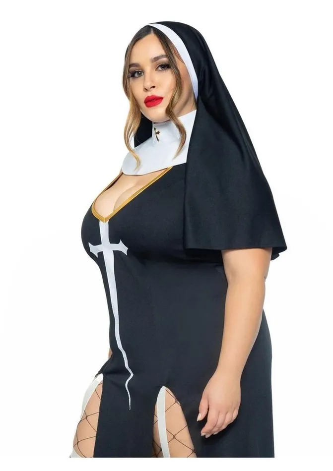 Leg Avenue Female Sex Toys Leg Avenue Sultry Sinner Dual Slit Garter Dress with Vinyl Cross Detail Vinyl Collar and Nun Habit Leg Avenue Female Sex Toys Leg Avenue Sultry Sinner Dual Slit Garter Dress with Vinyl Cross Detail Vinyl Collar and Nun Habit