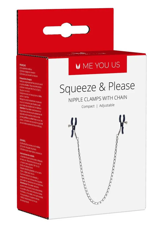 Male Sex Toys Me You Us ME YOU US Squeeze and Please Adjustable Nipple Clamps with Chain Male Sex Toys Me You Us ME YOU US Squeeze and Please Adjustable Nipple Clamps with Chain