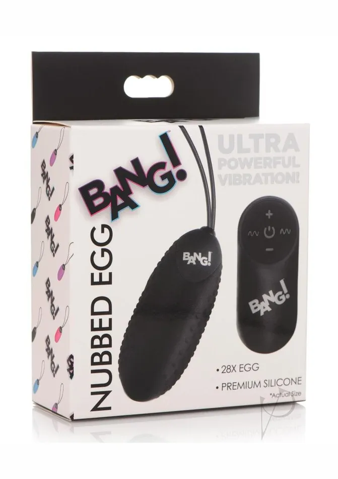 Bang 28X Nubbed Rechargeable Silicone Egg with Remote Control Black Bang Female Sex Toys Bang 28X Nubbed Rechargeable Silicone Egg with Remote Control Black Bang Female Sex Toys