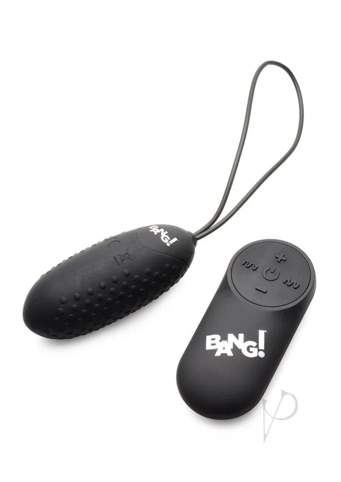 Bang 28X Nubbed Rechargeable Silicone Egg with Remote Control Black Bang Female Sex Toys