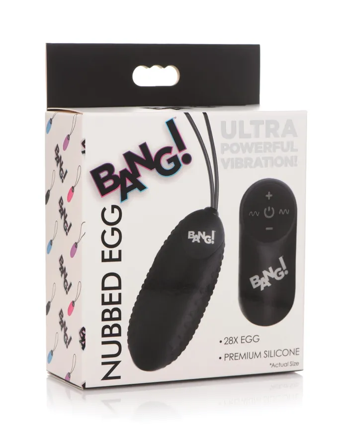 Bang 28X Nubbed Rechargeable Silicone Egg with Remote Control Black Bang Female Sex Toys