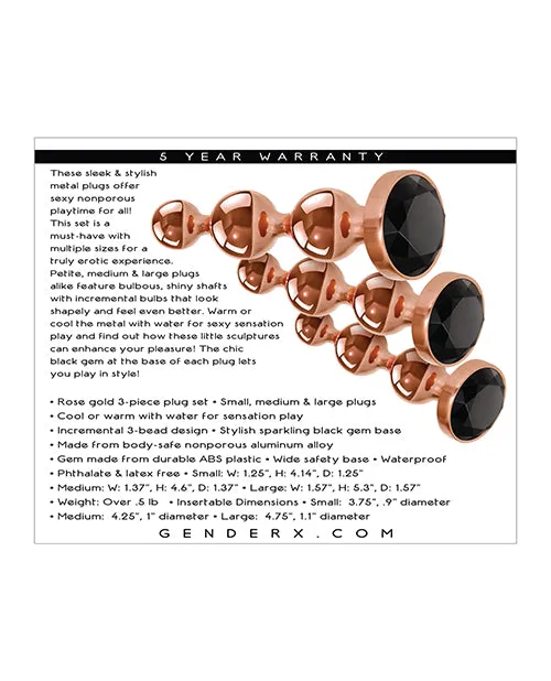 Gender X Anal Gender X Gold Digger Set Anal Plugs 3 piece set Rose GoldBlack