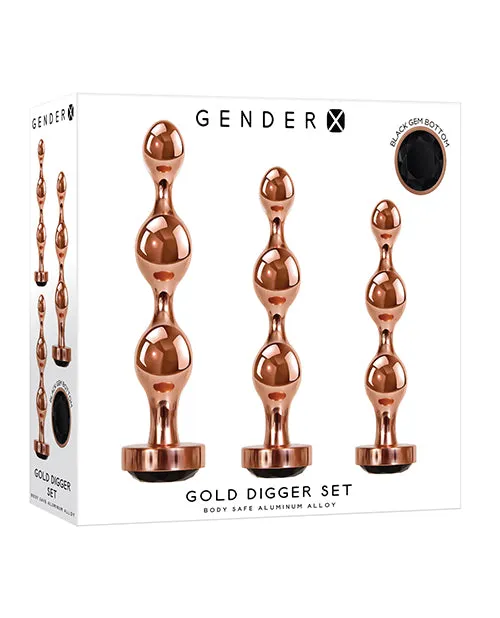Gender X Anal Gender X Gold Digger Set Anal Plugs 3 piece set Rose GoldBlack