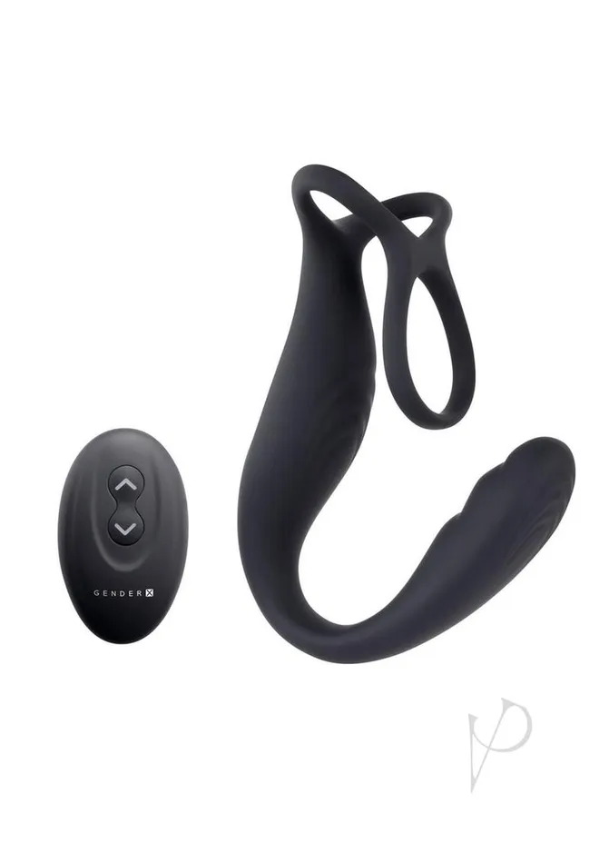 Gender X The Wrangler Rechargeable Silicone Triple Stimulating Anal Vibrator with Remote Control Black Gender X Female Sex Toys