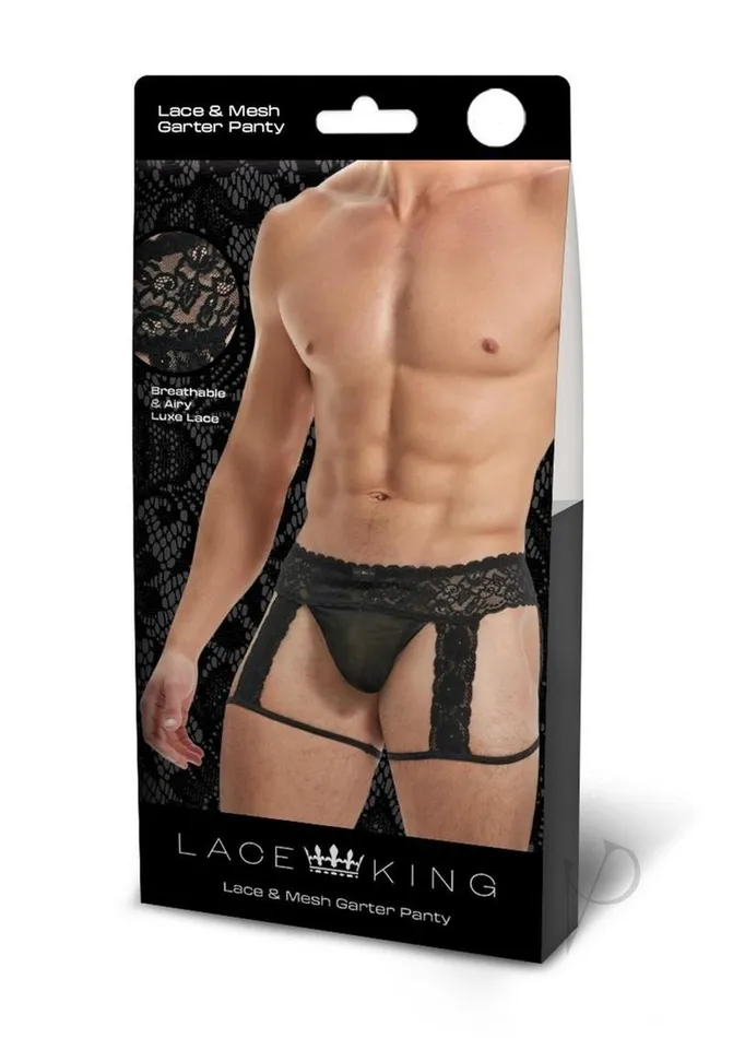 Lace King Mens Lace and Mesh Garter Panty SmallMedium Black Lace King Female Sex Toys Lace King Mens Lace and Mesh Garter Panty SmallMedium Black Lace King Female Sex Toys