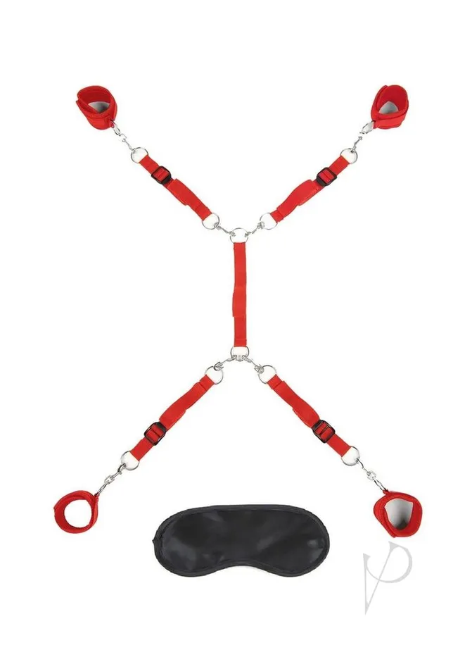 Lux Fetish Vibrators Lux Fetish Bed Spreader 7 Piece Red