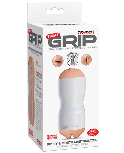 Male Sex Toys Pipedream Extreme Toyz Tight Grip Pussy and Mouth Masturbator Pussy and Mouth WhiteVanilla Pipedream Extreme Toyz