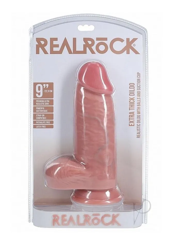 Real Rock Female Sex Toys RealRock Ultra Realistic Skin Extra Thick with Balls 9in Vanilla Real Rock Female Sex Toys RealRock Ultra Realistic Skin Extra Thick with Balls 9in Vanilla