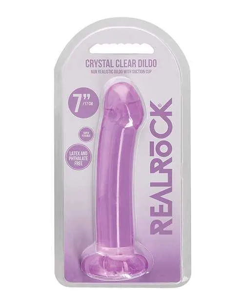 Real Rock RealRock Crystal Clear Non Realistic Dildo with Suction Cup 67in Purple Female Sex Toys Real Rock RealRock Crystal Clear Non Realistic Dildo with Suction Cup 67in Purple Female Sex Toys