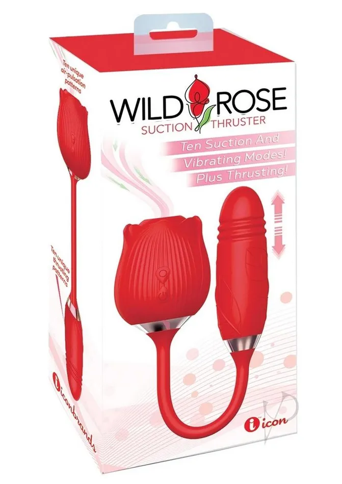 Wild Rose Female Sex Toys Wild Rose and Thruster Rechargeable Silicone Clitoral Stimulator with Suction Red Wild Rose Female Sex Toys Wild Rose and Thruster Rechargeable Silicone Clitoral Stimulator with Suction Red