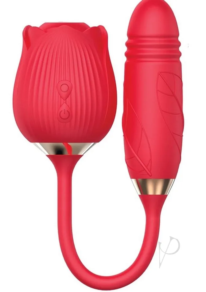 Wild Rose Female Sex Toys Wild Rose and Thruster Rechargeable Silicone Clitoral Stimulator with Suction Red