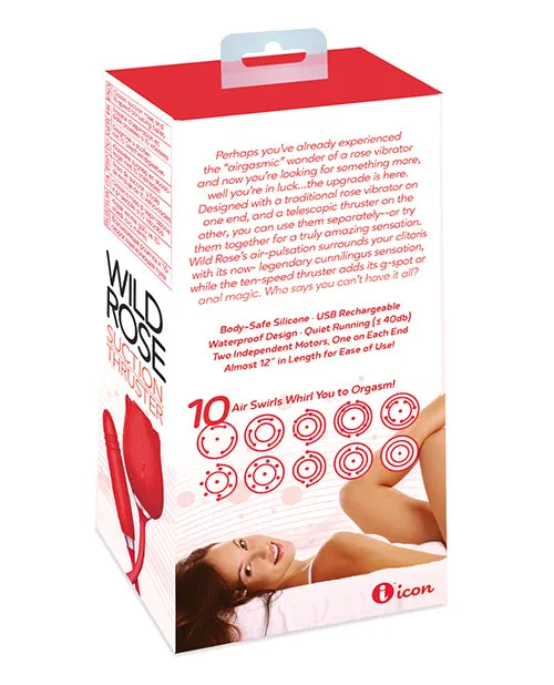 Wild Rose Female Sex Toys Wild Rose and Thruster Rechargeable Silicone Clitoral Stimulator with Suction Red