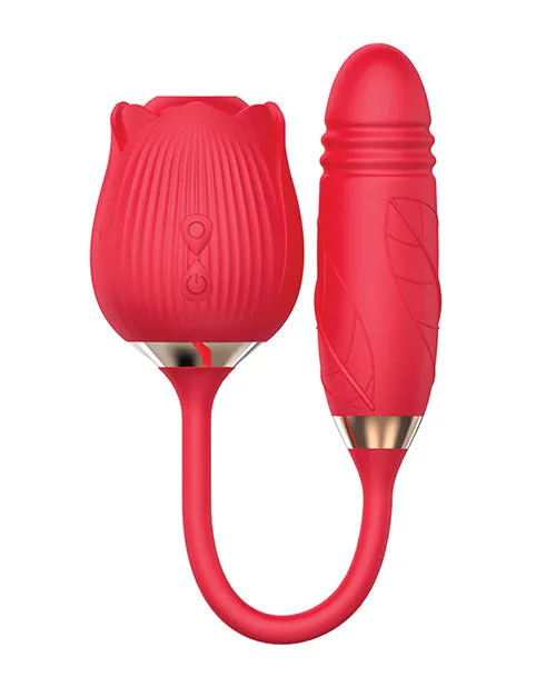 Wild Rose Female Sex Toys Wild Rose and Thruster Rechargeable Silicone Clitoral Stimulator with Suction Red