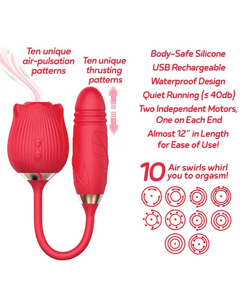 Wild Rose Female Sex Toys Wild Rose and Thruster Rechargeable Silicone Clitoral Stimulator with Suction Red