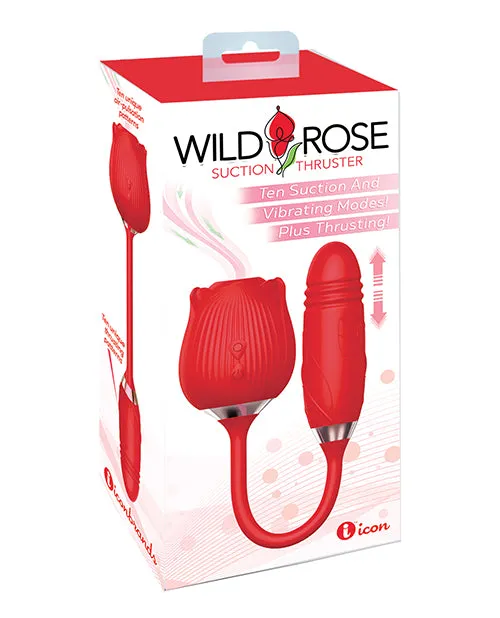 Wild Rose Female Sex Toys Wild Rose and Thruster Rechargeable Silicone Clitoral Stimulator with Suction Red