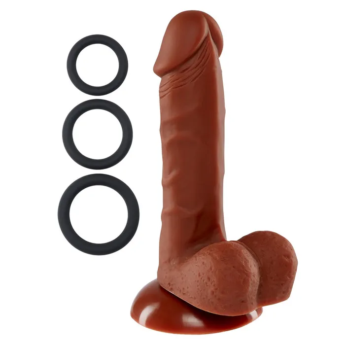 Dildos Cloud 9 Novelties Pro Sensual Premium Silicone 6 Inch Dong With 3 Cockrings Brown