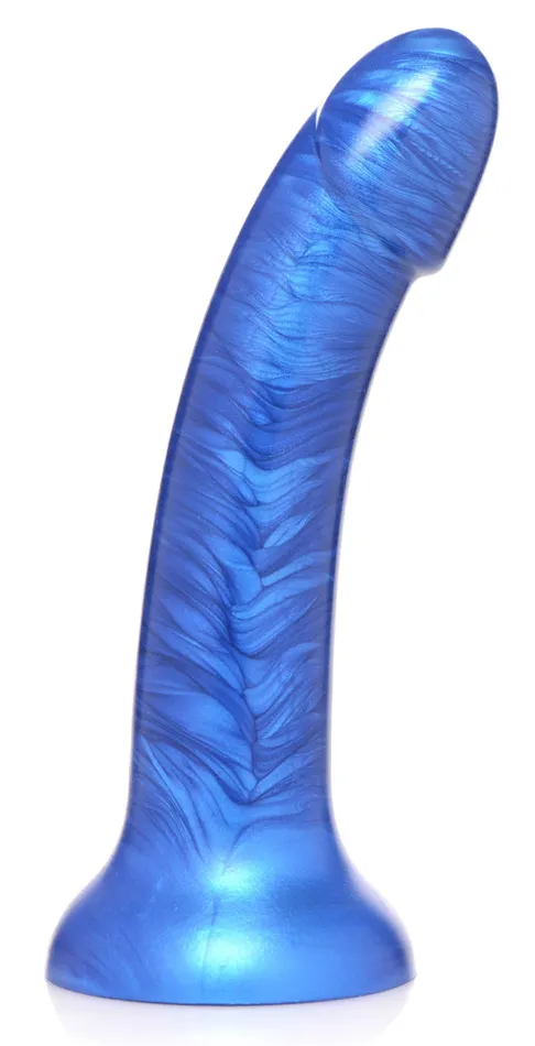 GTastic 7 Inch Metallic Silicone Dildo Blue XR Brands Strap U Anal