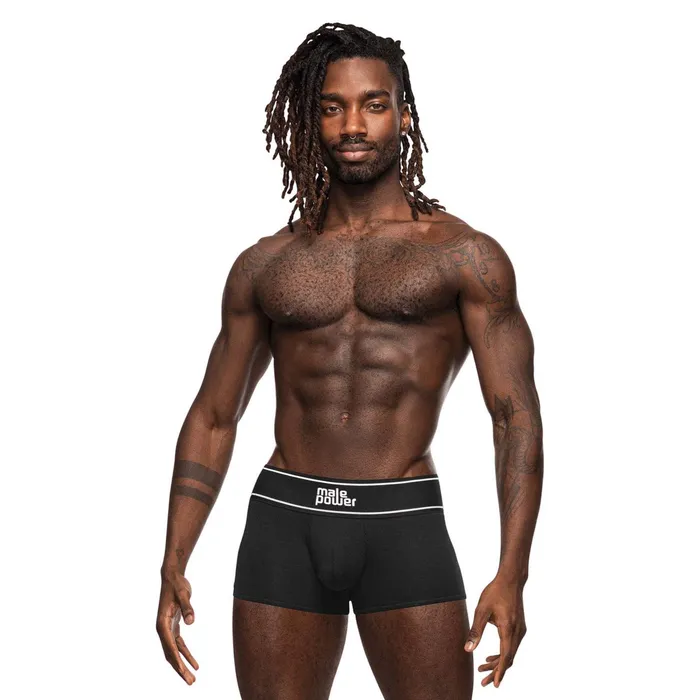 Male Power Anal Modal Rib Pouch Short Large Black