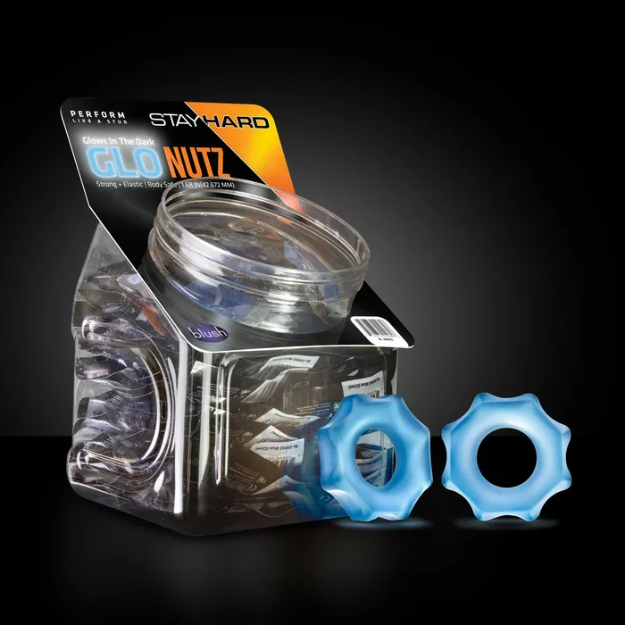 Vibrators Blush Stay Hard Glo Nutz 40 Piece Fishbowl Blue