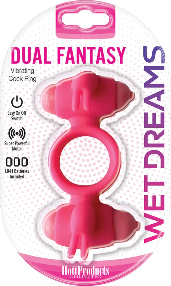 Wet Dreams Dual Fantasy Cock Ring With Turbo Motors Pink Hott Products Male Sex Toys Wet Dreams Dual Fantasy Cock Ring With Turbo Motors Pink Hott Products Male Sex Toys