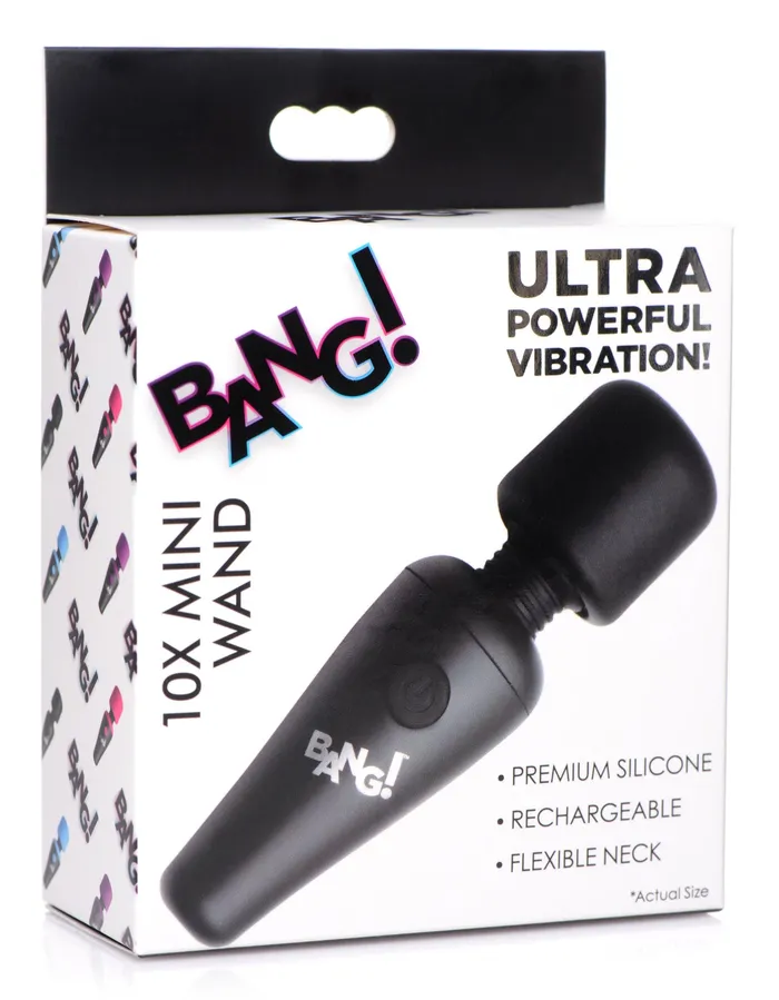 10X Ultra Powerful Silicone Mini Wand Black XR Brands Female Sex Toys