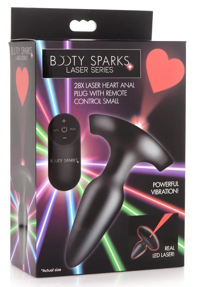 28X Laser Heart Silicone Anal Plug with Remote Small XR Brands Male Sex Toys