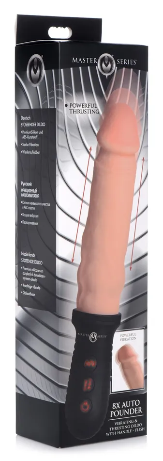 8X Auto Pounder Vibrating and Thrusting Dildo with Handle Beige XR Brands Female Sex Toys