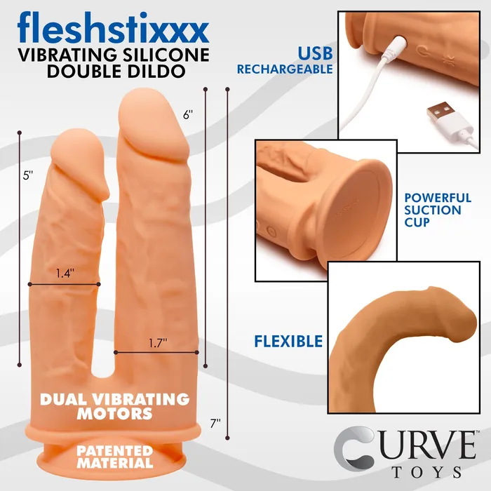 Curve Toys Dildos 10X Silexpan Vibrating 6 and 7 Inch Double DIldo