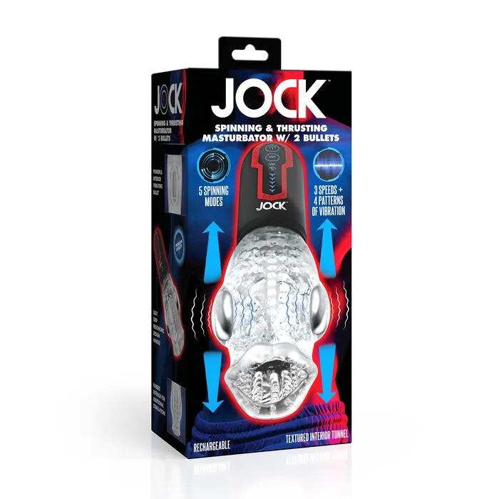 Curve Toys Male Sex Toys Spinning and Thrusting Masturbator with 2 Bullets
