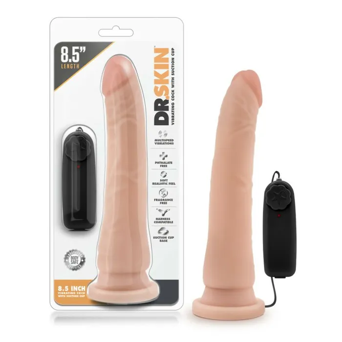 Dildos Dr Skin 85in Vibrating Realistic Cock w Suction Vanilla Dr Skin