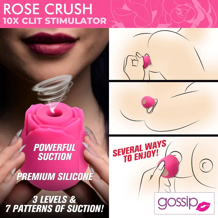 Female Sex Toys Curve Toys 10X Rose Crush Silicone Clitoral Stimulator