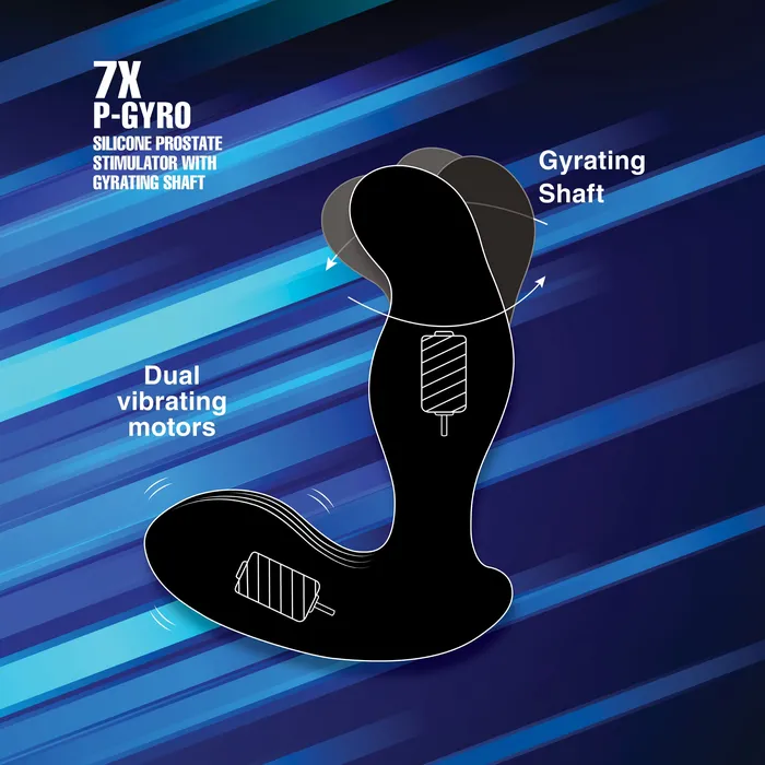 Male Sex Toys XR Brands 7X PGyro Silicone Prostate Stimulator with Gyrating Shaft