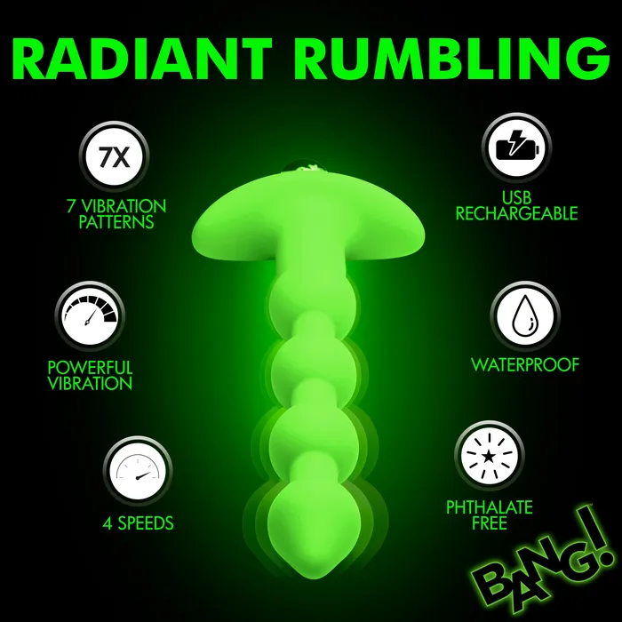 XR Brands Male Sex Toys GlowintheDark Silicone Anal Beads
