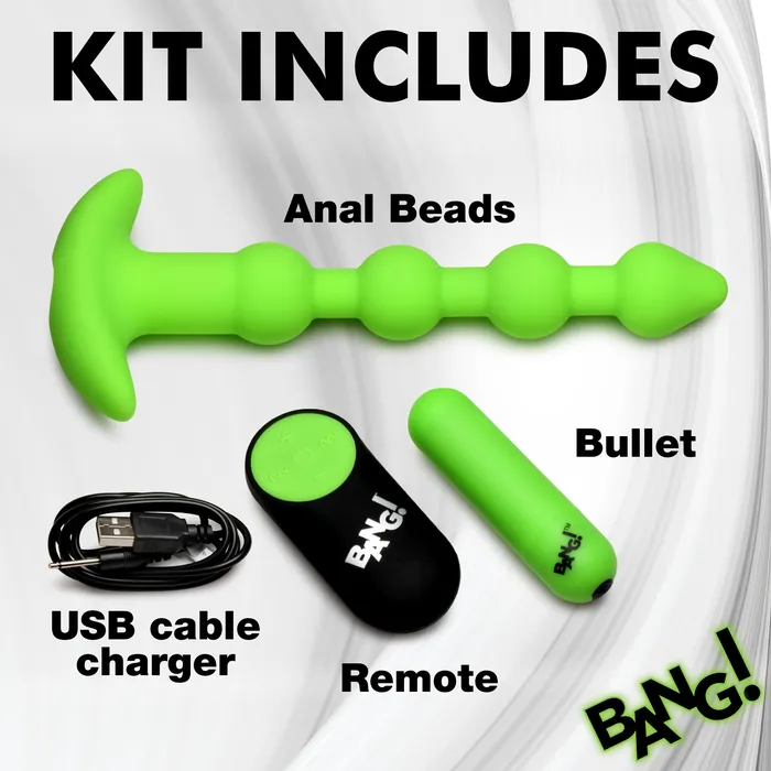 XR Brands Male Sex Toys GlowintheDark Silicone Anal Beads