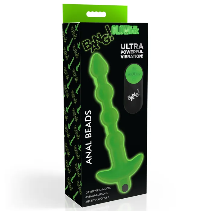 XR Brands Male Sex Toys GlowintheDark Silicone Anal Beads