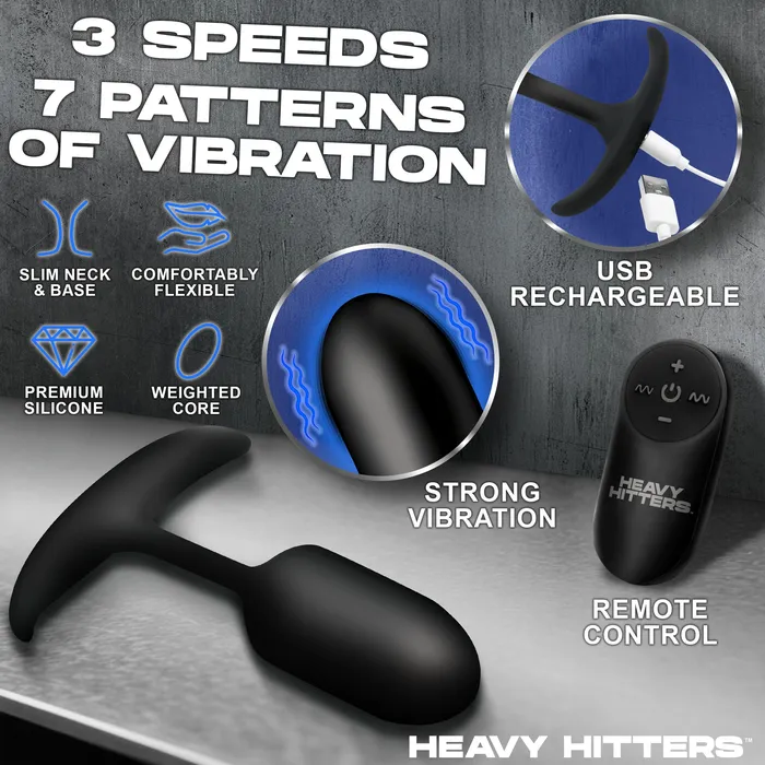 XR Brands Male Sex Toys Vibrating Weighted Silicone Anal Plug